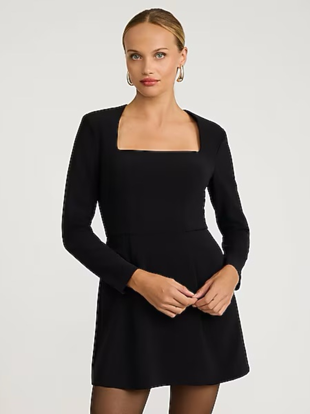 NWT Square Neck Long Sleeve Fit and Flare Mini Dress with Pockets